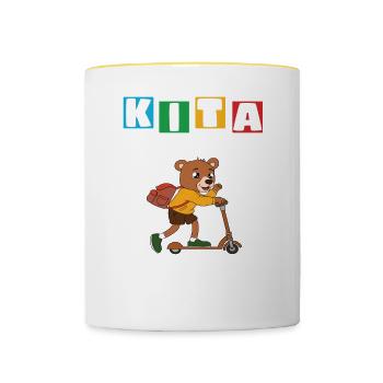 Kindergarten Abgänger Schulanfang Einschulung - Tasse zweifarbig - Weiß/Gelb - Vorne