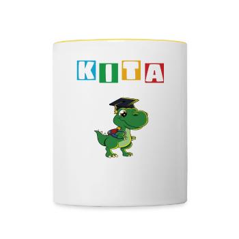 Kindergarten Abgänger Schulanfang Einschulung - Tasse zweifarbig - Weiß/Gelb - Vorne