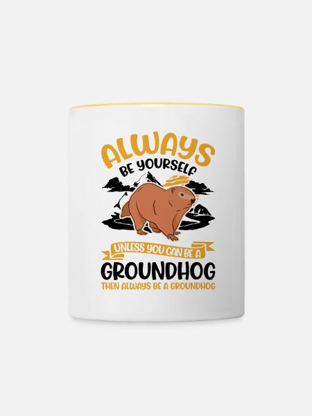 Murmeltier Groundhog Marmot Waldmurmeltier - Tasse zweifarbig - Weiß/Gelb