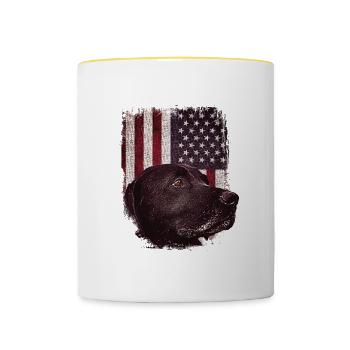 All American Doggo! USA-Flagge Patriotisch 4. Juli - Tasse zweifarbig - Weiß/Gelb - Vorne