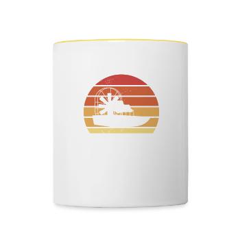 Rétro Je préfère courir sur hydroglisseur - Mug contrasté - blanc/jaune - Devant