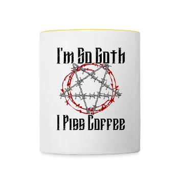 Satan Beelzebub Teufel Gothic Pentagram Mystisch - Tasse zweifarbig - Weiß/Gelb - Vorne