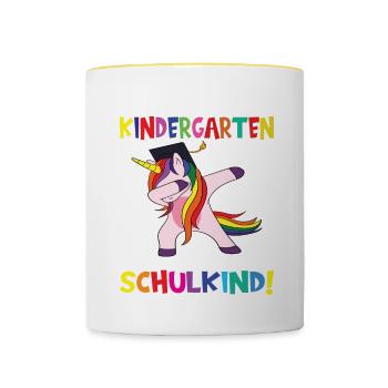 Tschüss Kindergarten Ich Bin Jetzt Ein Schulkind! - Tasse zweifarbig - Weiß/Gelb - Vorne