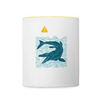 May Spontaneously Start Talking About Mosasaurus - Contrasting Mug - white/yellow - Front