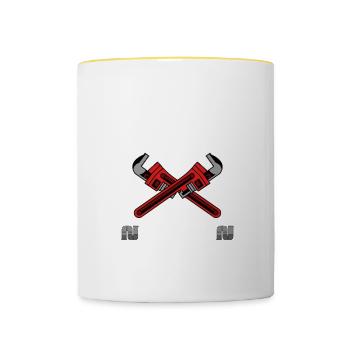 Easily Distracted By Pipes And Wrenches - Contrasting Mug - white/yellow - Front
