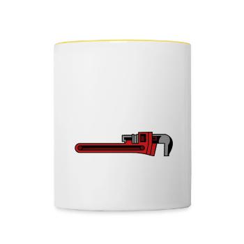 Sorry I Have Plans With My Pipe Wrench Plumber - Contrasting Mug - white/yellow - Front