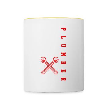 Plumber Flag USA Plumber - Contrasting Mug - white/yellow - Front