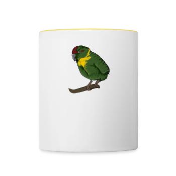 Ziegensittich I Laufsittich Motiv für Vogel Halter - Tasse zweifarbig - Weiß/Gelb - Vorne
