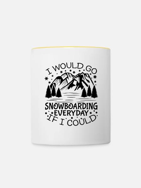 Motivation Snowboarding - Tasse zweifarbig - Weiß/Gelb