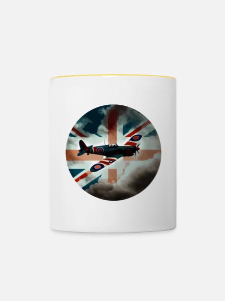 Spitfire Flugzeug Kampfflugzeug England UK - Tasse zweifarbig - Weiß/Gelb