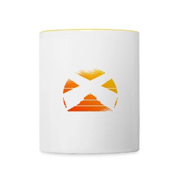 Je vais te faire un câlin Je suis un charpentier - Mug contrasté - blanc/jaune - Devant