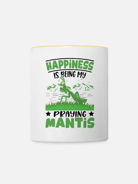 Gottesanbetterin Glück Mantis - Tasse zweifarbig - Weiß/Gelb