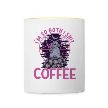 Satan Beelzebub Teufel Gothic Pentagram Mystisch - Tasse zweifarbig - Weiß/Gelb - Vorne