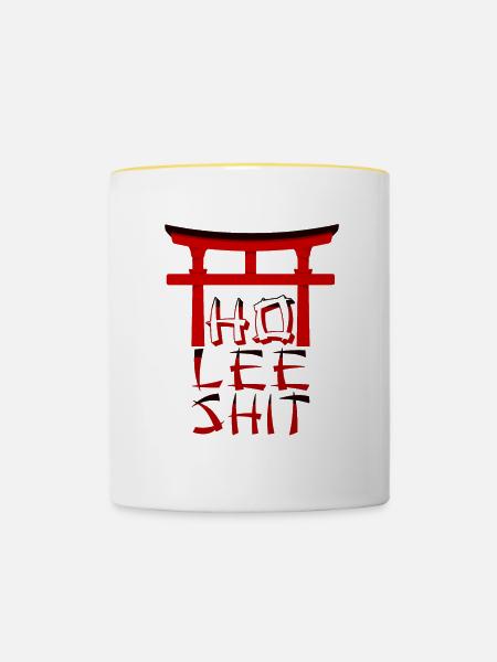 holy shit - Tasse zweifarbig - Weiß/Gelb