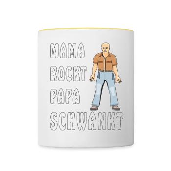 MAMA ROCKT PAPA SCHWANKT - Tasse zweifarbig - Weiß/Gelb - Vorne
