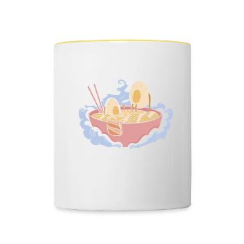 Ramen Cadeau Soupe de nouilles japonaises Ramen - Mug contrasté - blanc/jaune - Devant