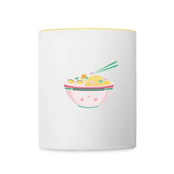 Ramen Cadeau Soupe de nouilles japonaises Ramen - Mug contrasté - blanc/jaune - Devant