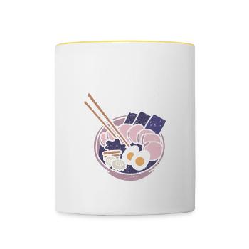 Ramen Geschenk Japanische Nudelsuppe Ramen - Tasse zweifarbig - Weiß/Gelb - Vorne