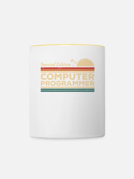 Retro Special Edition Computerprogrammierer - Tasse zweifarbig - Weiß/Gelb