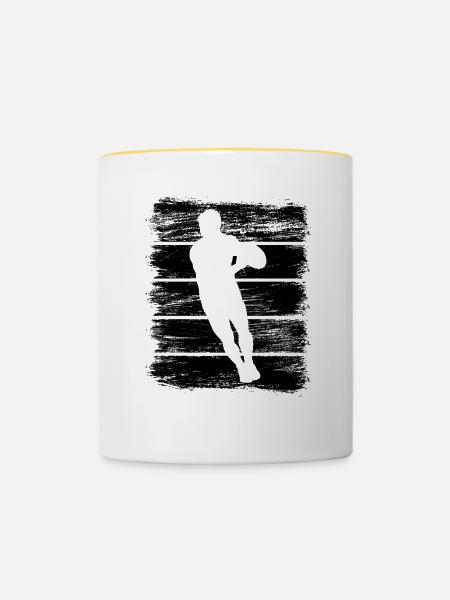 Rugbyspieler - Tasse zweifarbig - Weiß/Gelb