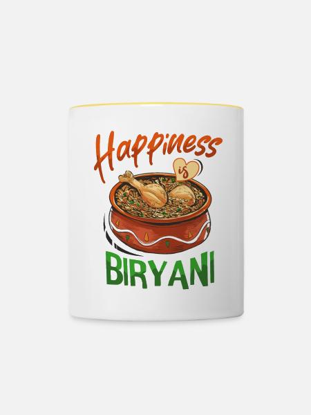 Indisches Essen, Feinschmecker, Biryani-liebhaber, - Tasse zweifarbig - Weiß/Gelb