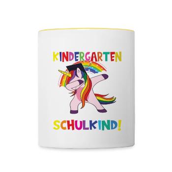 Tschüss Kindergarten Ich Bin Jetzt Ein Schulkind! - Tasse zweifarbig - Weiß/Gelb - Vorne