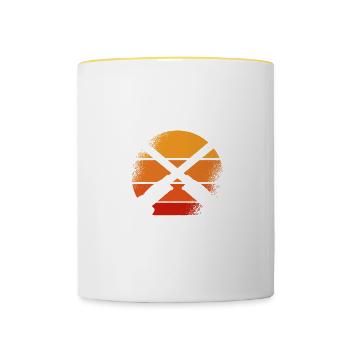 Je vais te faire un câlin Je suis un soudeur - Mug contrasté - blanc/jaune - Devant