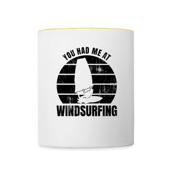 Citation de véliplanchiste - Mug contrasté - blanc/jaune - Devant