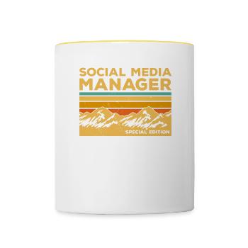 Vintage Social Media Manager Sonderausgabe - Tasse zweifarbig - Weiß/Gelb - Vorne