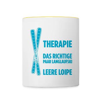 Manchmal Ist Die Einzige Therapie Die Du Brauchst - Tasse zweifarbig - Weiß/Gelb - Vorne
