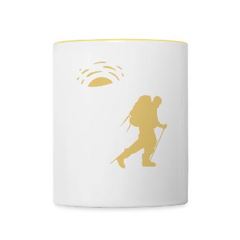 Alpenüberquerung Für Alpenüberquerer Wanderin Wand - Tasse zweifarbig - Weiß/Gelb - Vorne
