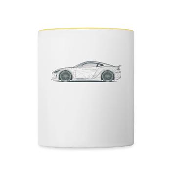 Amateur de sport de course automobile Passionné de supercars exotiques - Mug contrasté - blanc/jaune - Devant