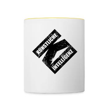 Künstliche Intelligenz - KI - The future is now - Tasse zweifarbig - Weiß/Gelb - Vorne