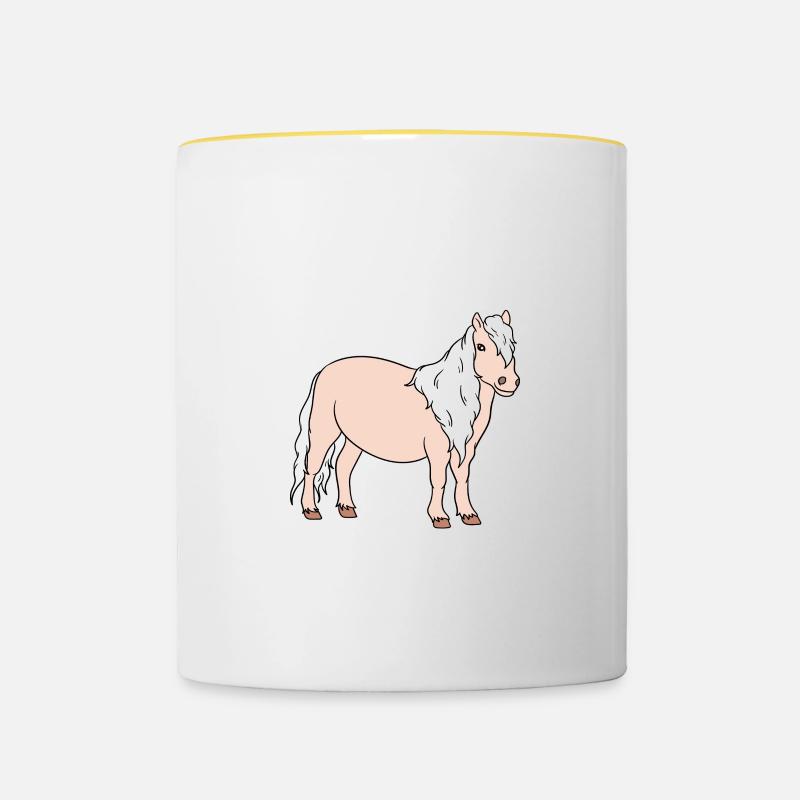 Désolé, j’ai des projets avec mon poney - Mug contrasté - blanc/jaune