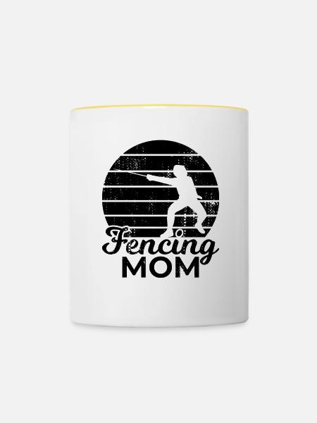 Fechten Mama - Tasse zweifarbig - Weiß/Gelb