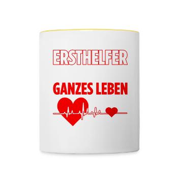 Erste Hilfe Für Ersthelfer Rettungssanitäter Sanit - Tasse zweifarbig - Weiß/Gelb - Vorne
