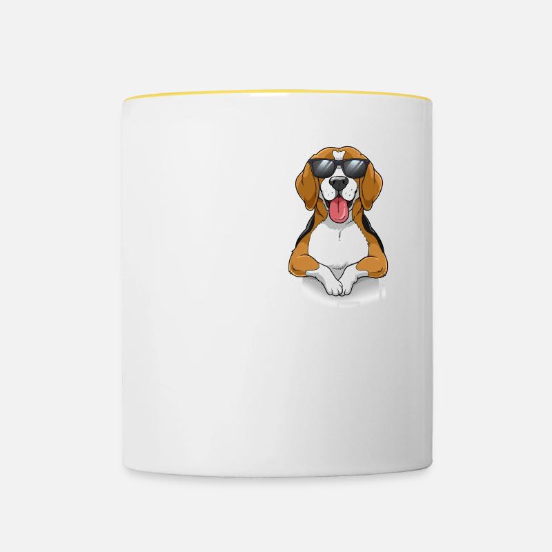 Amour Beagle - Mug contrasté - blanc/jaune