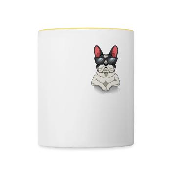 Love French Bulldog - Contrasting Mug - white/yellow - Front