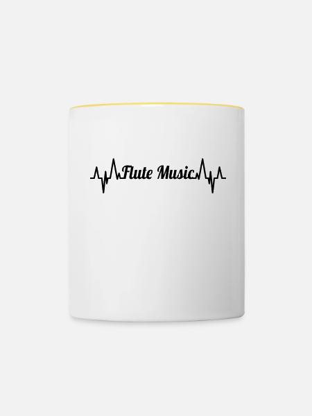 Flötenmusik EKG Pulsschlag - Tasse zweifarbig - Weiß/Gelb