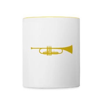 Si vous voulez que j’écoute Parlez de trompettes - Mug contrasté - blanc/jaune - Devant