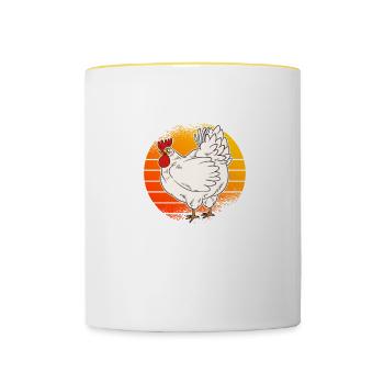Je préfère être une maman poulet - Mug contrasté - blanc/jaune - Devant