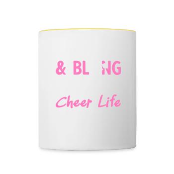 Backflip et Bling It’s A Cheer Life Thing - Mug contrasté - blanc/jaune - Devant