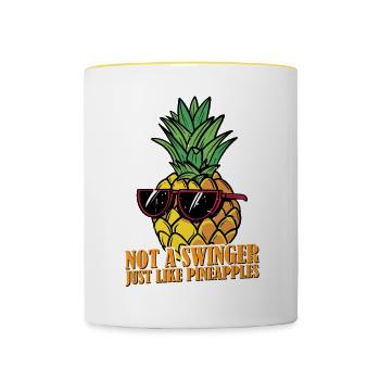 Not A Swinger, Just Like Pineapples 3 - Tasse zweifarbig - Weiß/Gelb - Vorne