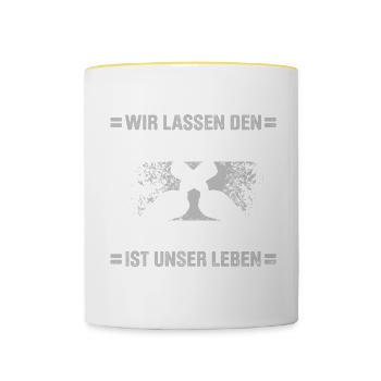 Estrich Legen Für Estrichleger Estrichbauer Handwe - Tasse zweifarbig - Weiß/Gelb - Vorne