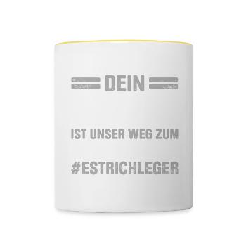 Estrich Legen Für Estrichleger Estrichbauer Handwe - Tasse zweifarbig - Weiß/Gelb - Vorne