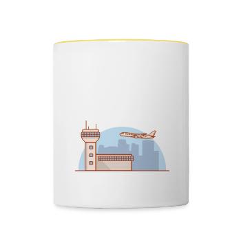 Luftraumkontrolle Für Fluglotsen Flugkontrolleur R - Tasse zweifarbig - Weiß/Gelb - Vorne