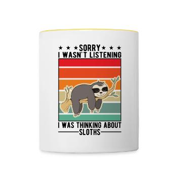Sloth lover - Contrasting Mug - white/yellow - Front