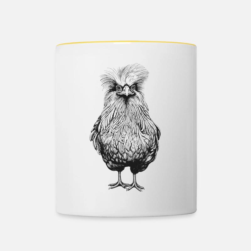 Farmer Farmer Silky Chicken Chickens Hen Gift - Contrasting Mug - white/yellow