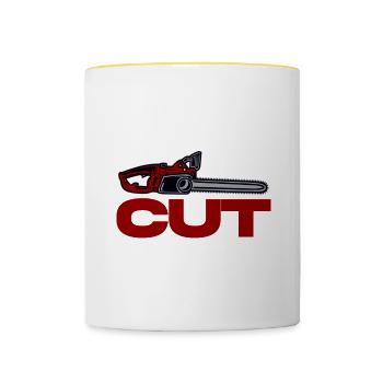 Measure Measure Cut Swear Repeat 2 - Contrasting Mug - white/yellow - Front
