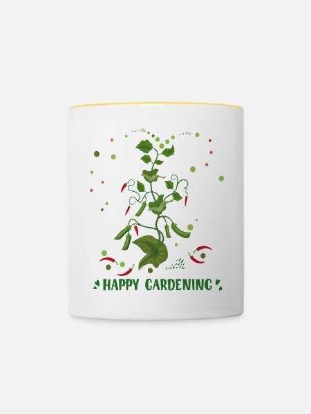 Happy Gardening - Tasse zweifarbig - Weiß/Gelb